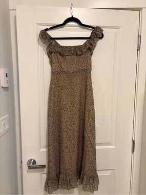 Park & Fifth Green Floral Ruffle Maxi Dress